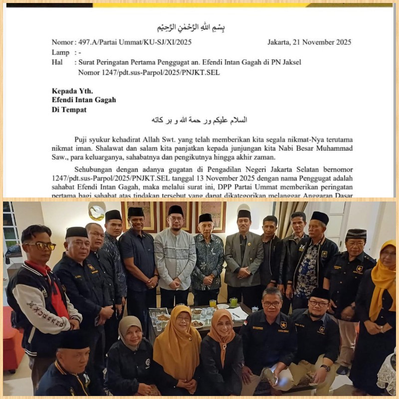 dpp-partai-ummat-layangkan-sp1,-efendi-intan-gagah-balik-mengkritik:-“tagline-lawan-kezaliman-justru-tidak-dipegang-oleh-pengurus”