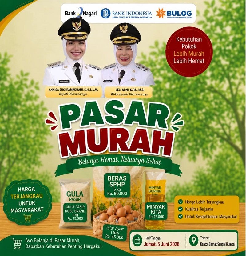 Pemkab Dharmasraya Gelar Pasar Murah Ketiga di Sungai Rumbai