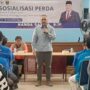Nanda Satria bersama pengurus KNPI Sumbar dalam kegiatan sosialisasi penanggulangan bencana daerah di Padang.