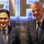 Erick Thohir memberikan keterangan pers terkait potensi pembatalan laga Timnas Indonesia kontra Yordania karena faktor keaman