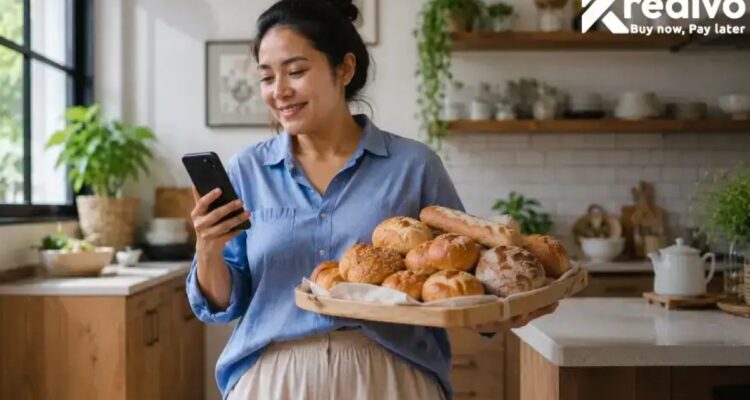 Perempuan pelaku UMKM menggunakan layanan kredit digital untuk mengembangkan usaha dan meningkatkan ekonomi keluarga.