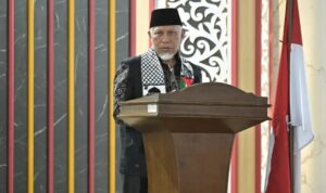 Gubernur Sumatera Barat Mahyeldi memberikan sambutan dalam Seminar Kepalestinaan di Istana Bung Hatta, Bukittinggi.